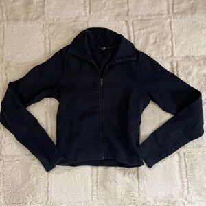 John Galt Navy Blue Cropped Tight-fit Full-zip, Brandy Melville